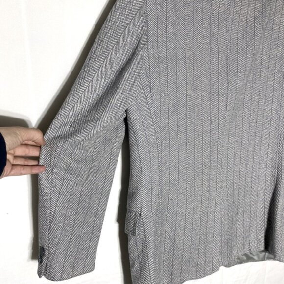 Vintage Wm H Leishmans Light Grey Herringbone Lambswool Silk Blend Blazer 40R - Picture 10 of 15